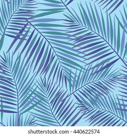 Palm Tropical leaves seamless pattern. Vector illustration.