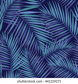 Palm Tropical leaves seamless pattern. Vector illustration.