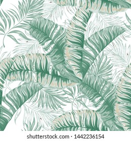 Palm. Tropical plants seamless pattern