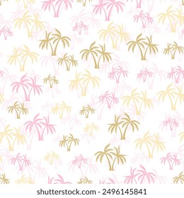 Palm tropical seamless pattern. Fabric print with trees. Natural vector background design. Tropic style wallpaper. Beach coconut palm botanical ornament.
