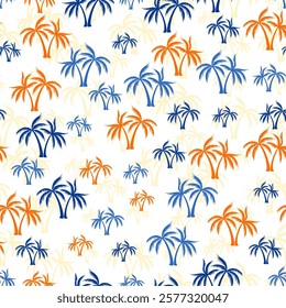 Palm tropical seamless pattern. Textile print with trees. Paradise vector background design. Tropic style wallpaper. Beautiful palm silhouette travel pattern.