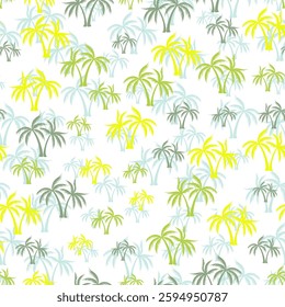 Palm tropical seamless pattern. Textile print with trees. Paradise vector background design. Hawaii style wallpaper. Palm plant simple illustration. Vacation cloth textile print.