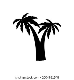 palm tropical tree icon black silhouette illustration isolated on white background