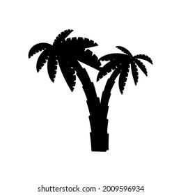 Icono de árbol tropical de palma ilustración de silueta negra aislada en fondo blanco