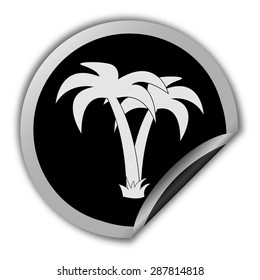 palm tropical tree icon - round vector sticker