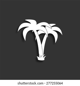 Palm tropical tree icon with shadow - vector illustration