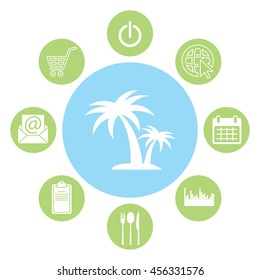 palm tropical tree icon (silhouette). vector illustration 