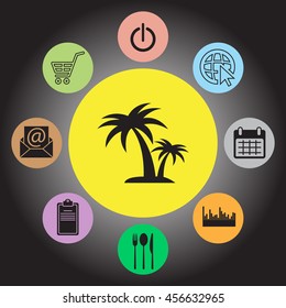 palm tropical tree icon (silhouette). vector illustration 