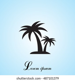 palm tropical tree icon (silhouette). vector illustration 