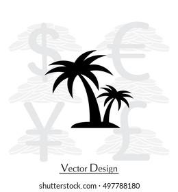 palm tropical tree icon (silhouette). vector illustration 