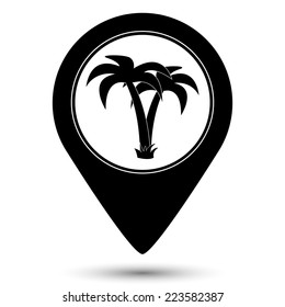 palm tropical tree icon - vector map pointer
