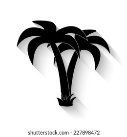 Palm Tropical Tree Icon - Vector Illustration With Shadow