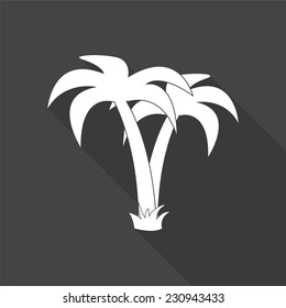 palm tropical tree icon - vector illustration with long shadow isolated on gray 