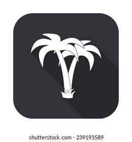 Palm Tropical Tree Icon - Vector Illustration With Long Shadow Isolated On Gray