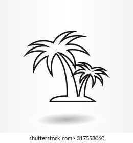 palm tropical tree line icon silhouette. vector illustration 