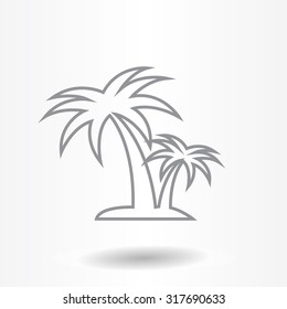 palm tropical tree line icon silhouette. vector illustration 