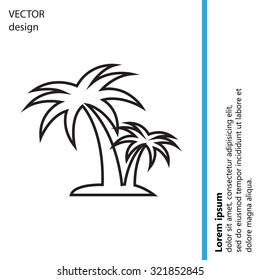 palm tropical tree line icon silhouette. vector illustration 