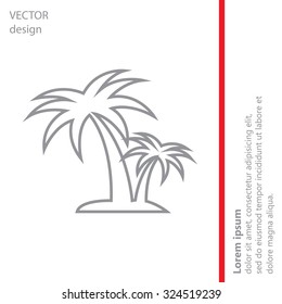 palm tropical tree line icon silhouette. vector illustration 