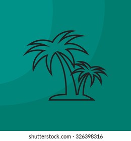 palm tropical tree line icon silhouette. vector illustration 