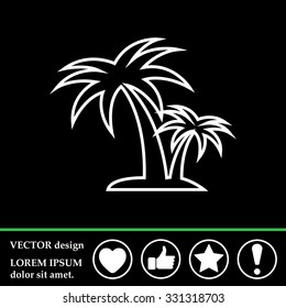 palm tropical tree line icon silhouette. vector illustration 