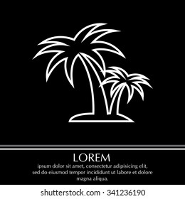 palm tropical tree line icon silhouette. vector illustration 