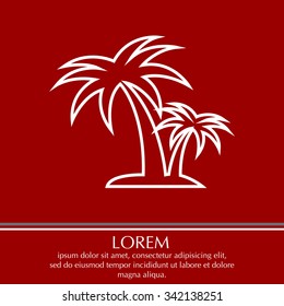 palm tropical tree line icon silhouette. vector illustration 
