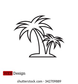palm tropical tree line icon silhouette. vector illustration 