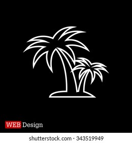 palm tropical tree line icon silhouette. vector illustration 