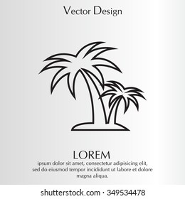 palm tropical tree line icon silhouette. vector illustration 