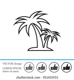 palm tropical tree line icon silhouette. vector illustration 