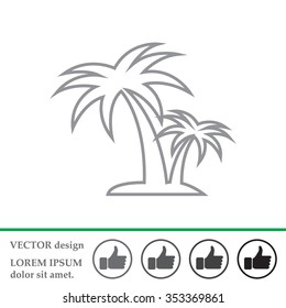 palm tropical tree line icon silhouette. vector illustration 