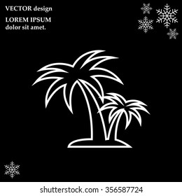 palm tropical tree line icon silhouette. vector illustration 