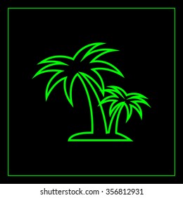 palm tropical tree line icon silhouette. vector illustration 