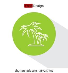 palm tropical tree line icon silhouette. vector illustration 