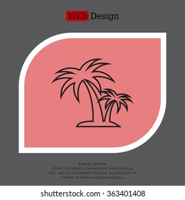 palm tropical tree line icon silhouette. vector illustration 