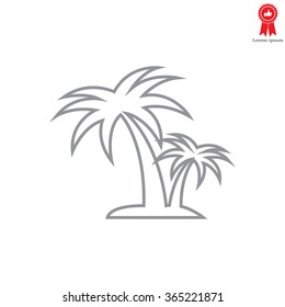 palm tropical tree line icon silhouette. vector illustration 