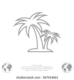 palm tropical tree line icon silhouette. vector illustration 