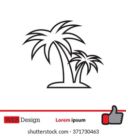palm tropical tree line icon silhouette. vector illustration 