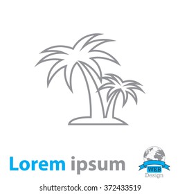 palm tropical tree line icon silhouette. vector illustration 