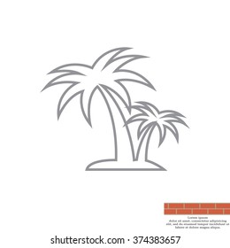 palm tropical tree line icon silhouette. vector illustration 