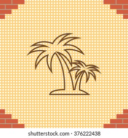 palm tropical tree line icon silhouette. vector illustration 