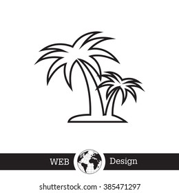 palm tropical tree line icon silhouette. vector illustration 