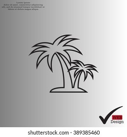 palm tropical tree line icon silhouette. vector illustration 