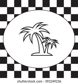 palm tropical tree line icon silhouette. vector illustration 