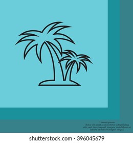 palm tropical tree line icon silhouette. vector illustration 