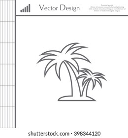 palm tropical tree line icon silhouette. vector illustration 