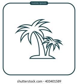 palm tropical tree line icon silhouette. vector illustration 