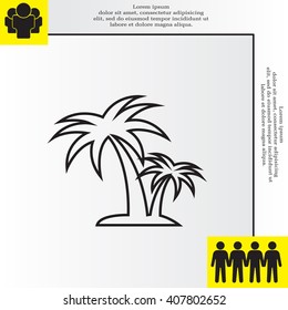 palm tropical tree line icon silhouette. vector illustration 