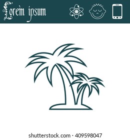 palm tropical tree line icon silhouette. vector illustration 
