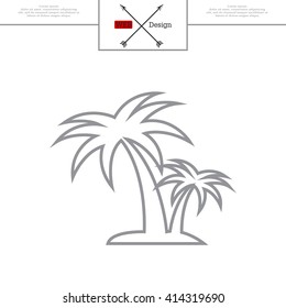 palm tropical tree line icon silhouette. vector illustration 